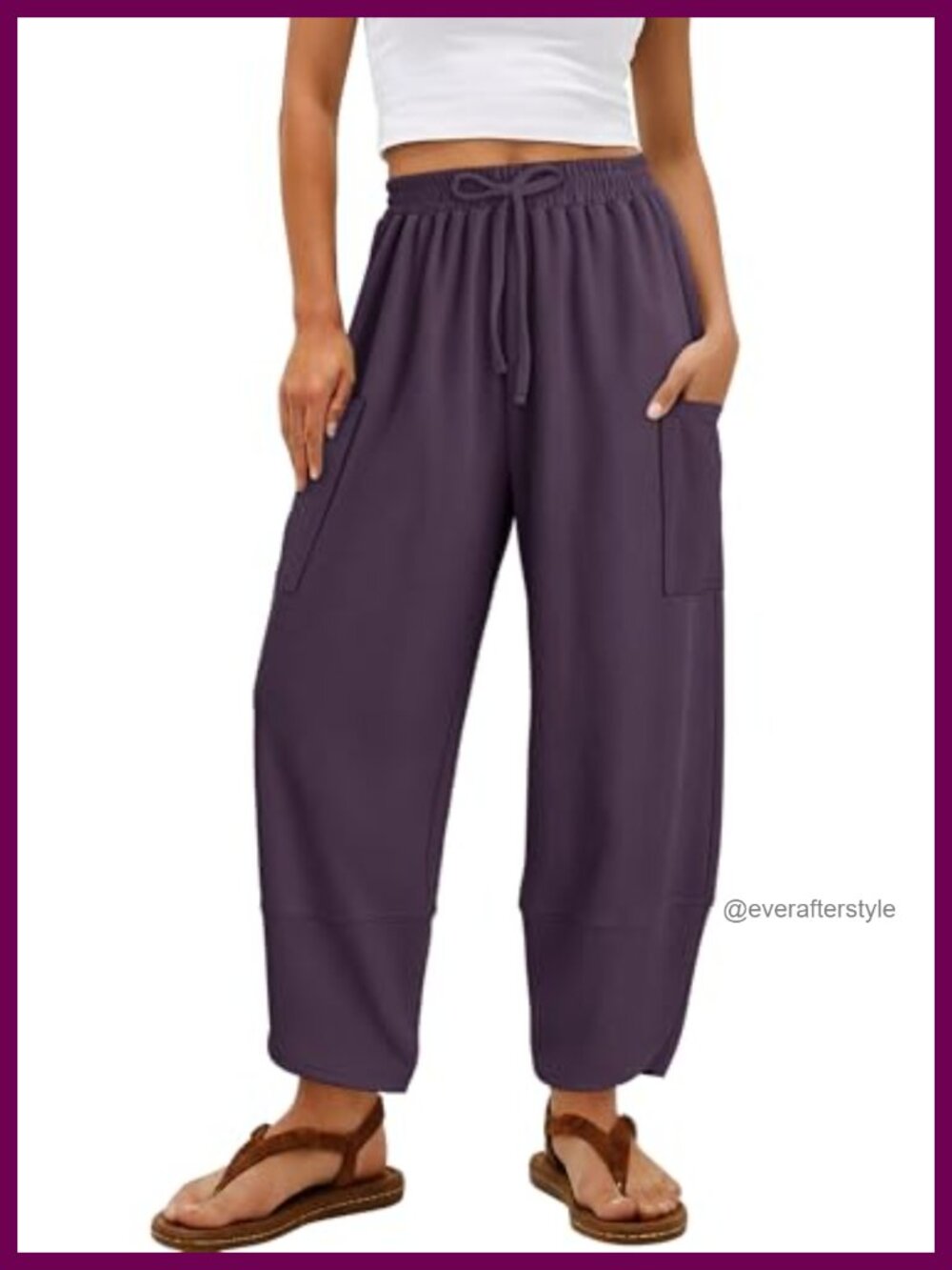 Baggy Wide Leg Harem Pants High Waisted Elastic Waist Palazzo